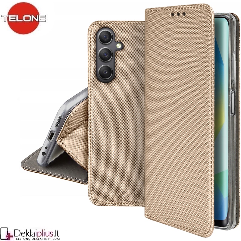 Telone atverčiamas dėklas - auksinės spalvos (Samsung Galaxy A16/A16 5G) Telone atverčiamas dėklas - auksinės spalvos (Samsung Galaxy A16/A16 5G)